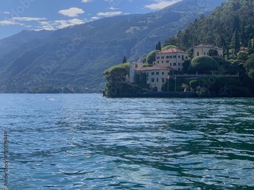 Villa del Balbianello, famous villa in the community of Lennon, seen from Lake Como. Lombardy, Italy.