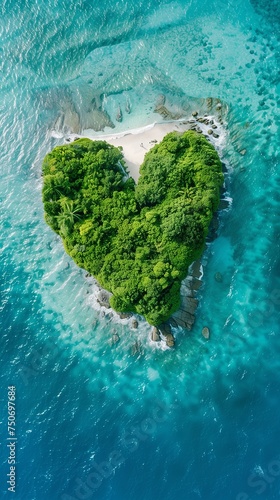 Aerial Shot of Paradise Island in the Shape of a Heart © hardqor4ik