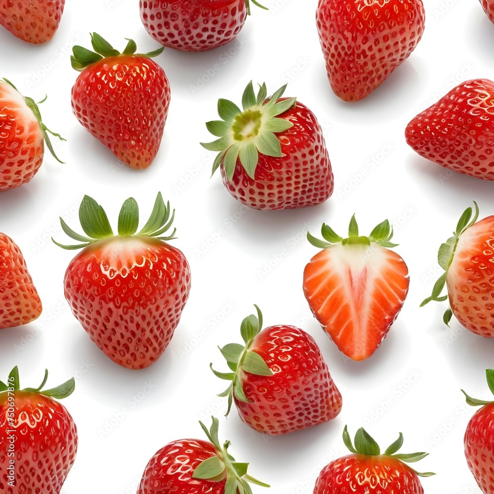 Fresh Red Strawberries Arranged Neatly On A White Background Fresh Red Strawberries Arranged Neatly On A White Background