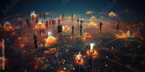 People network across the world. connected people. social media, influencer, networking abstract background. photo
