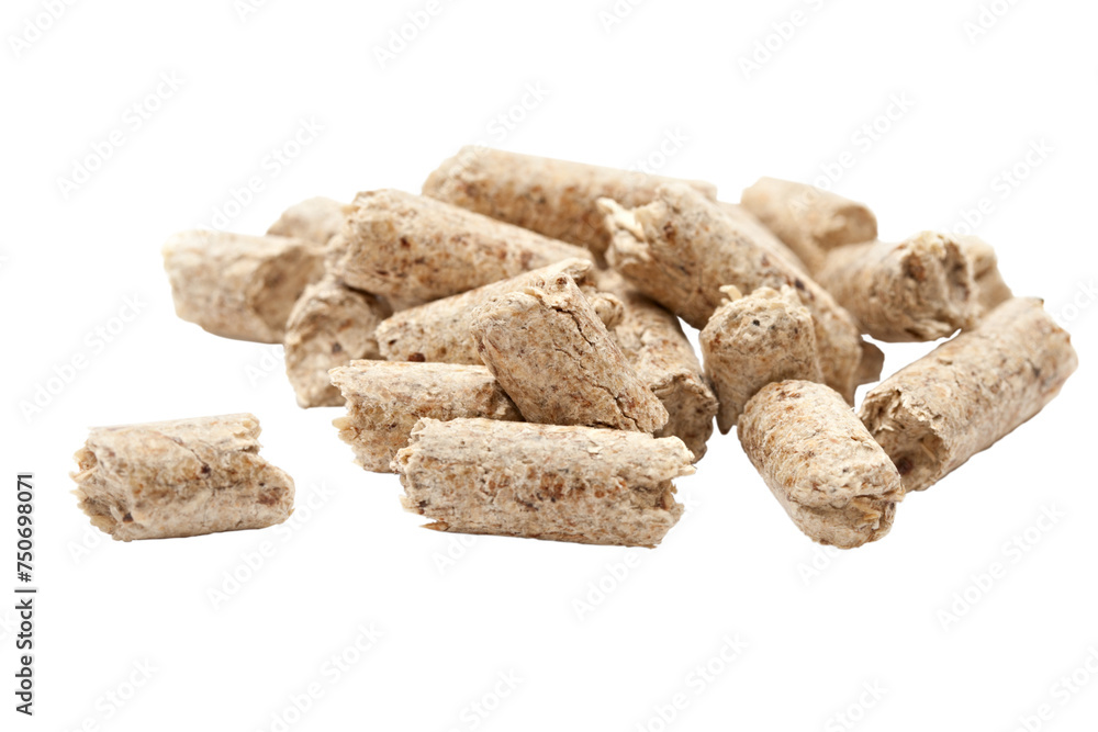 wooden pellets isolated on white