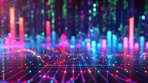 Colorful Data Visualization with Abstract Techno Style and Neon Lights