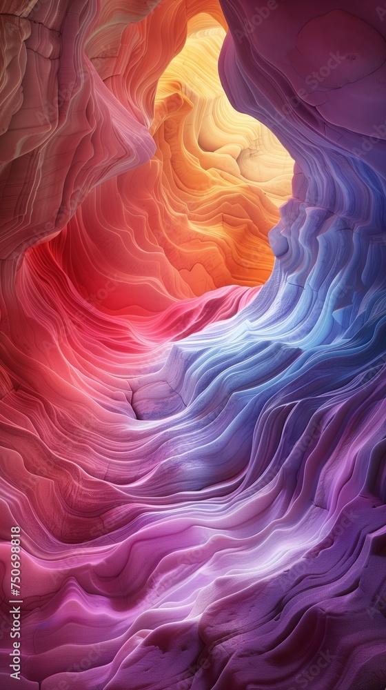 Obraz premium Cave with Pink and Yellow Rippled Forms