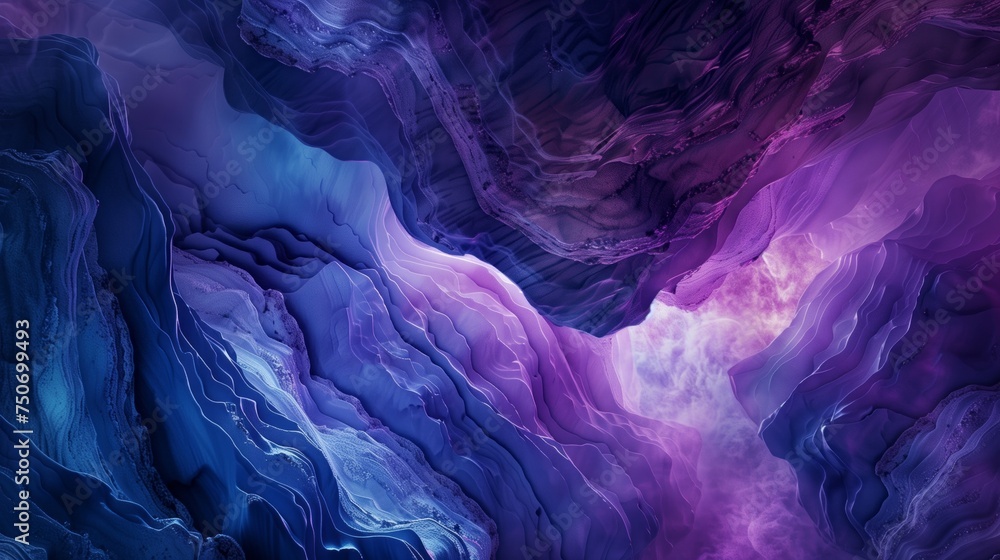 Geology Wallpaper with Curved Cave Passages. Eroded Rock with Purple and Blue Hues