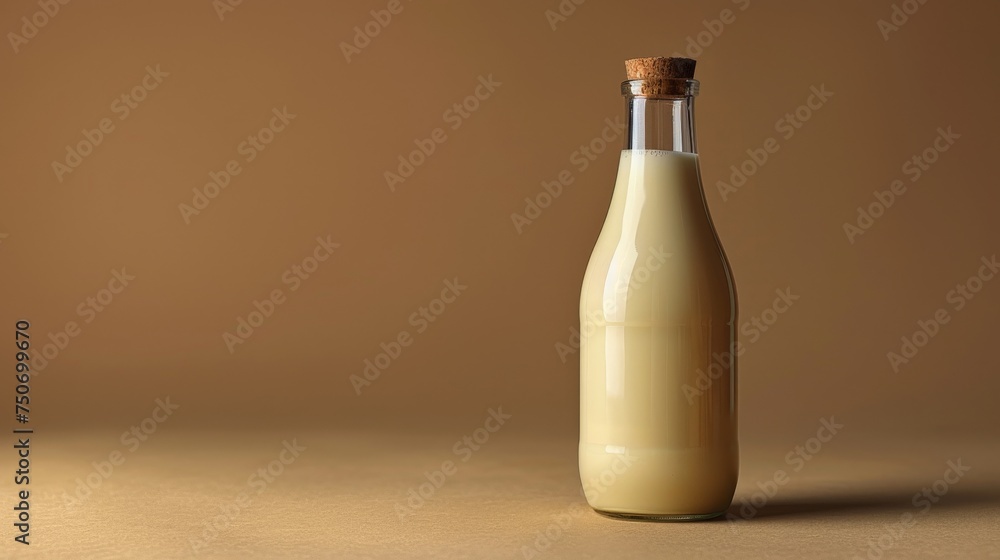 glas bottle of milk on a plain studio background - product photo with copy space glas bottle of milk on a plain studio background - product photo with copy space