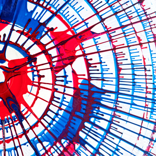 Abstract Art of Splattered Blue and Red Paint