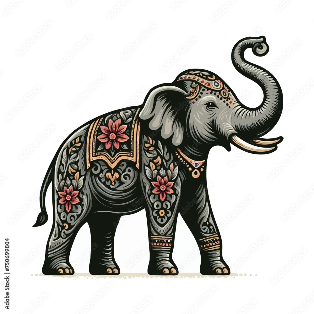 Fototapeta premium cute elephant vector on white background.