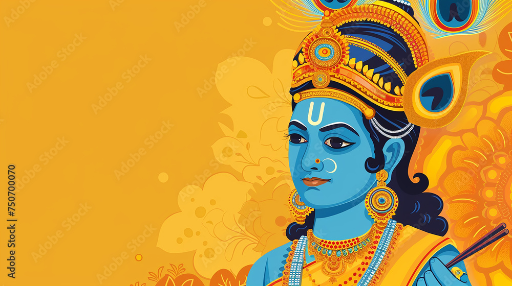 Ram Navami background with Hindu God Rama and copy space, day of celebrates Hindu festival Ram Navami background with Hindu God Rama and copy space, day of celebrates Hindu festival