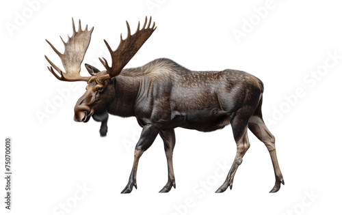 A moose deer isolated on a transparent or white background. PNG. sitting or walking moose.  © Lahiru