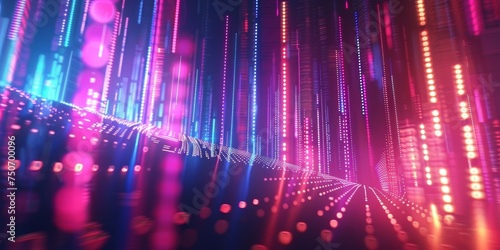 Abstract background with equalizer effect. Neon lights.