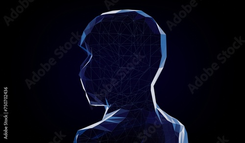Geometrical wireframe man face - 3D illustration