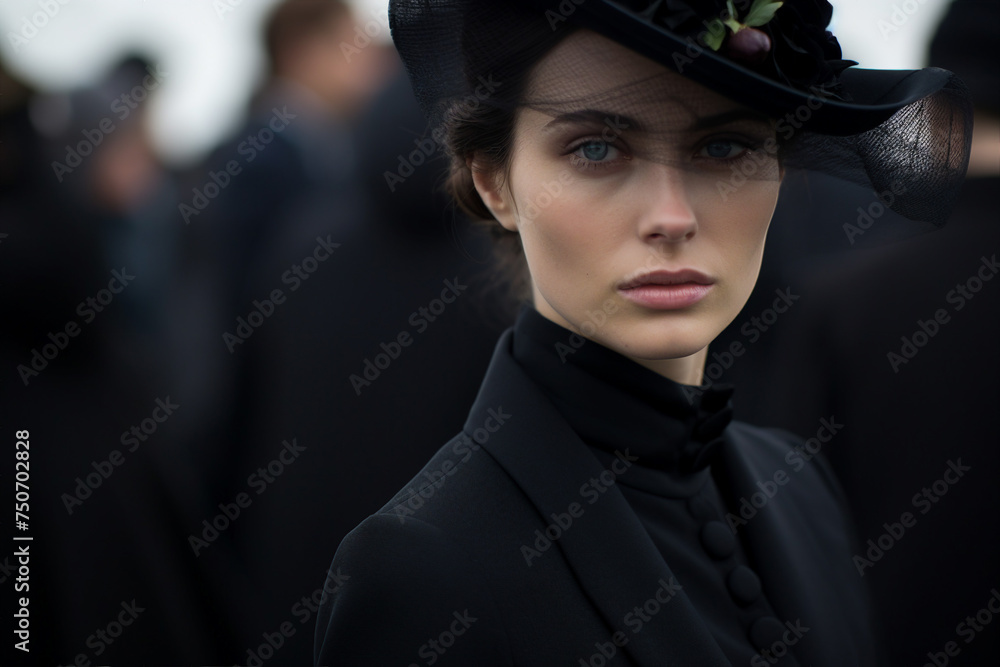 Generative ai image funeral scenes sad woman after loss of loved one grief death and mourning concept Generative ai image funeral scenes sad woman after loss of loved one grief death and mourning concept