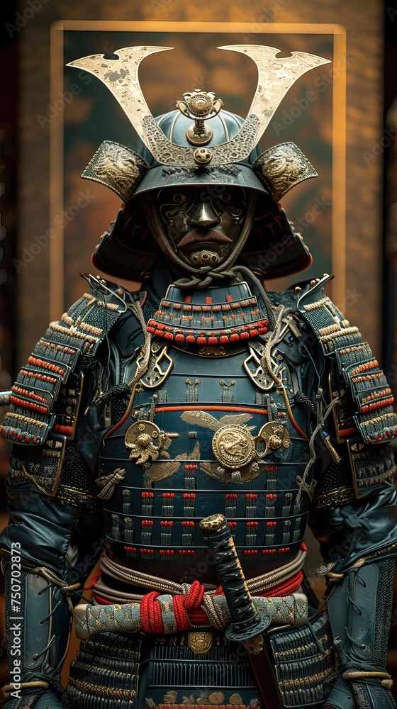 A medieval and early modern Japanese military samurai knight wearing samurai armor fighting on the battlefield