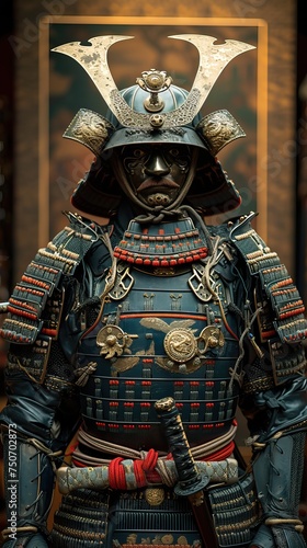 A medieval and early modern Japanese military samurai knight wearing samurai armor fighting on the battlefield