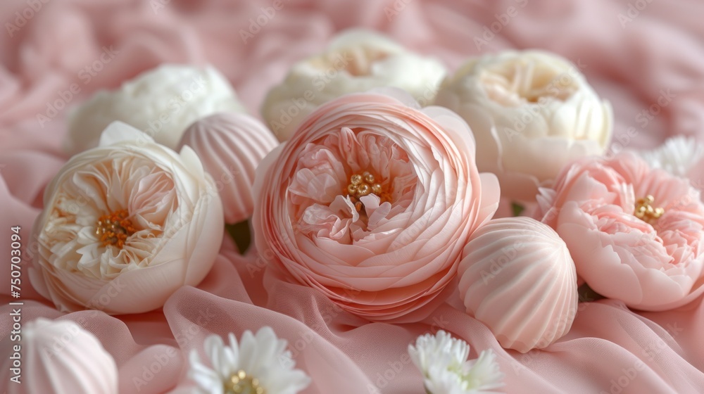 Romantic, beautiful, delicate background with flowers and chocolate for Valentine's Day, birthday, wedding. Spring background with flowers. Romantic, beautiful, delicate background with flowers and chocolate for Valentine's Day, birthday, wedding. Spring background with flowers.