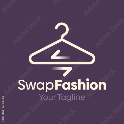 Vector Illustration for Swap Fashion Logo: A Design Template Merging Concepts of a Hanger Fashion and Swap Arrow Shape