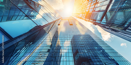 panorama landscape urban exploration,modern glass apartment blocks of skyscrapers  