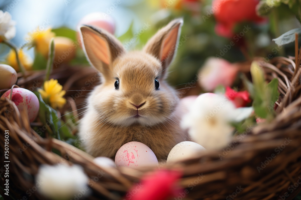 Funny Easter themed Generative AI illustration eggs bunny dinner celebration party nature atmosphere Funny Easter themed Generative AI illustration eggs bunny dinner celebration party nature atmosphere