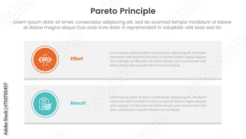 pareto principle comparison or versus concept for infographic template banner with long rectangle box vertical with two point list information