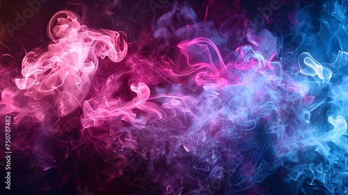 abstract neon light background with smoke