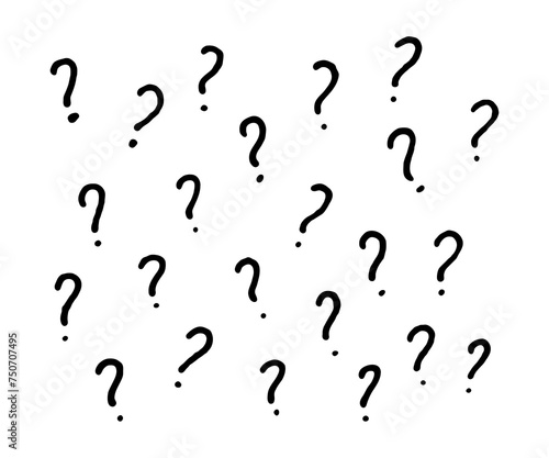 Question Mark Handdrawn Pen Doodles Collection Set Transparent PNG Isolated