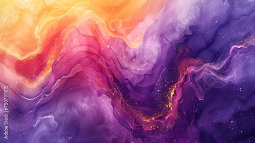 Vibrant Purple and Orange Wave Abstract Wallpaper