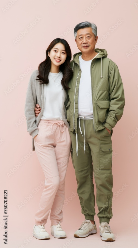 Man and Woman Standing Together Near Flowering Trees Man and Woman Standing Together Near Flowering Trees