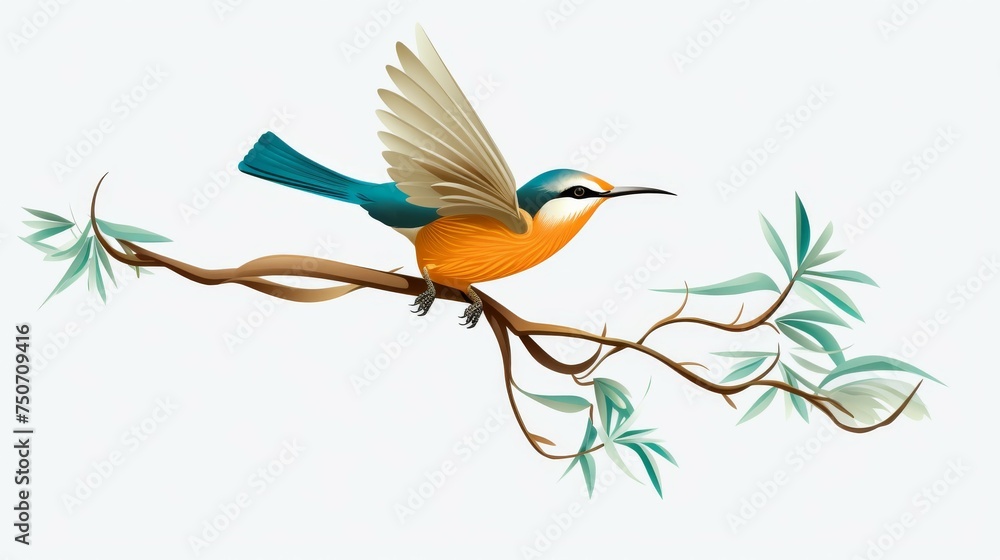 Fototapeta premium Bird Perched on Tree Branch