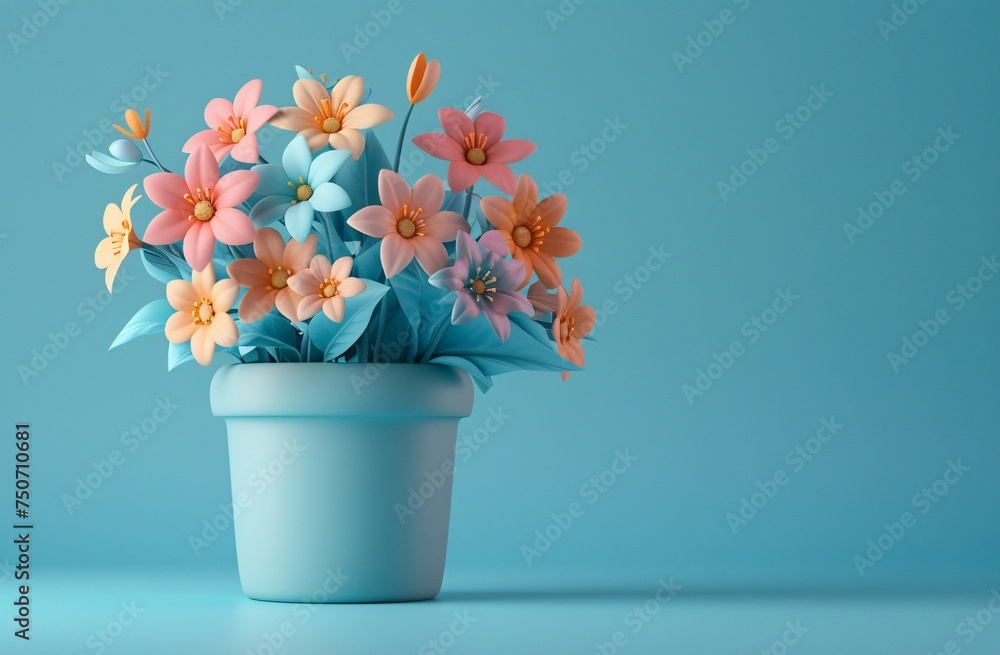 Toy figurines in a ceramic flower pot