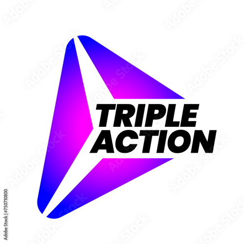 Triple Action, 3x vector icon logo badge