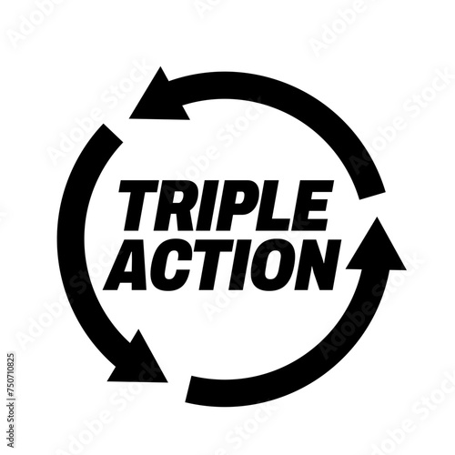 Triple Action, 3x vector icon logo badge