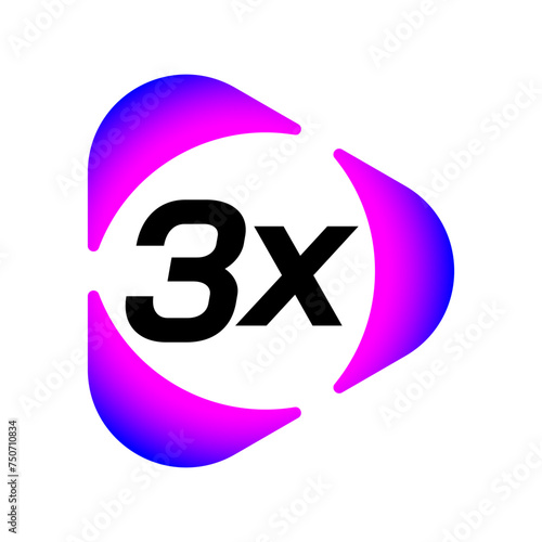 Triple Action, 3x vector icon logo badge