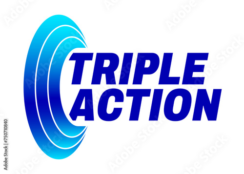 Triple Action, 3x vector icon logo badge