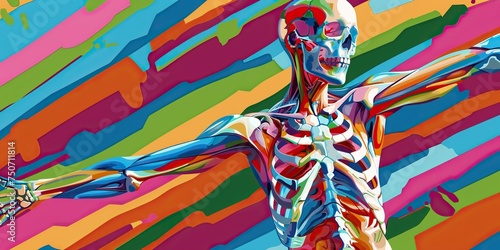 Bold and colorful abstract representation of human musculoskeletal system , concept of Anatomy exploration © koldunova