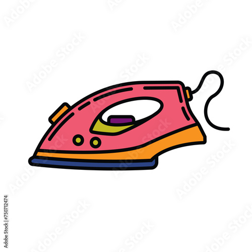 Original vector illustration. A contour icon. An element of household appliances for smoothing wrinkles and wrinkles on clothes. The iron is electric. A design element.
