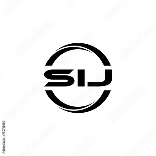 SIJ letter logo design with white background in illustrator, cube logo, vector logo, modern alphabet font overlap style. calligraphy designs for logo, Poster, Invitation, etc. photo