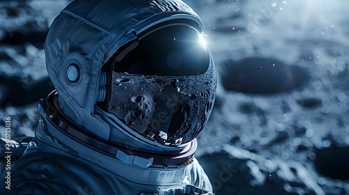 Astronaut Standing on the Moon in Realistic Hyper-Detail