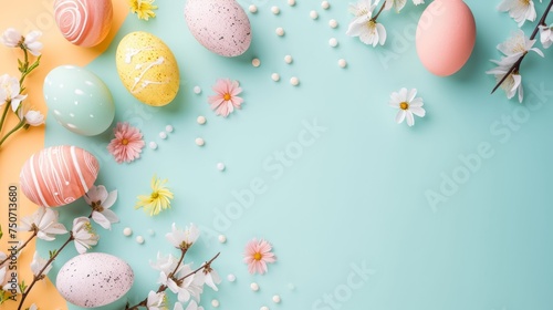 Handcrafted Easter Card: Bunny, Eggs, and Copy Space