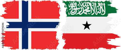 Somaliland and Norwegian grunge flags connection vector
