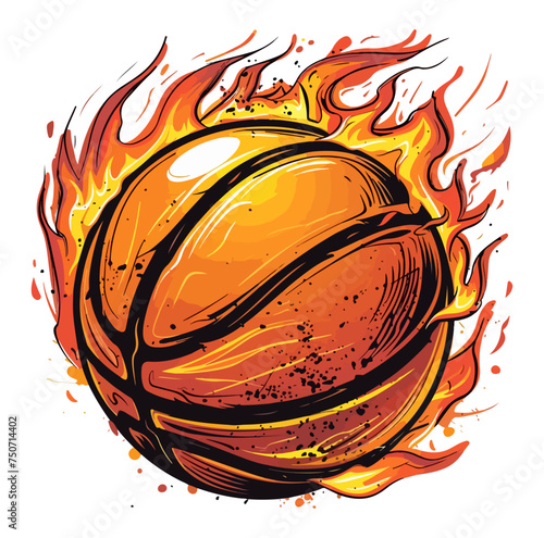 basketball on fire Vector illustration flaming basketball.