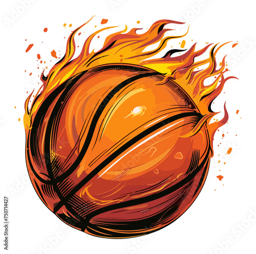 basketball on fire Vector illustration flaming basketball.