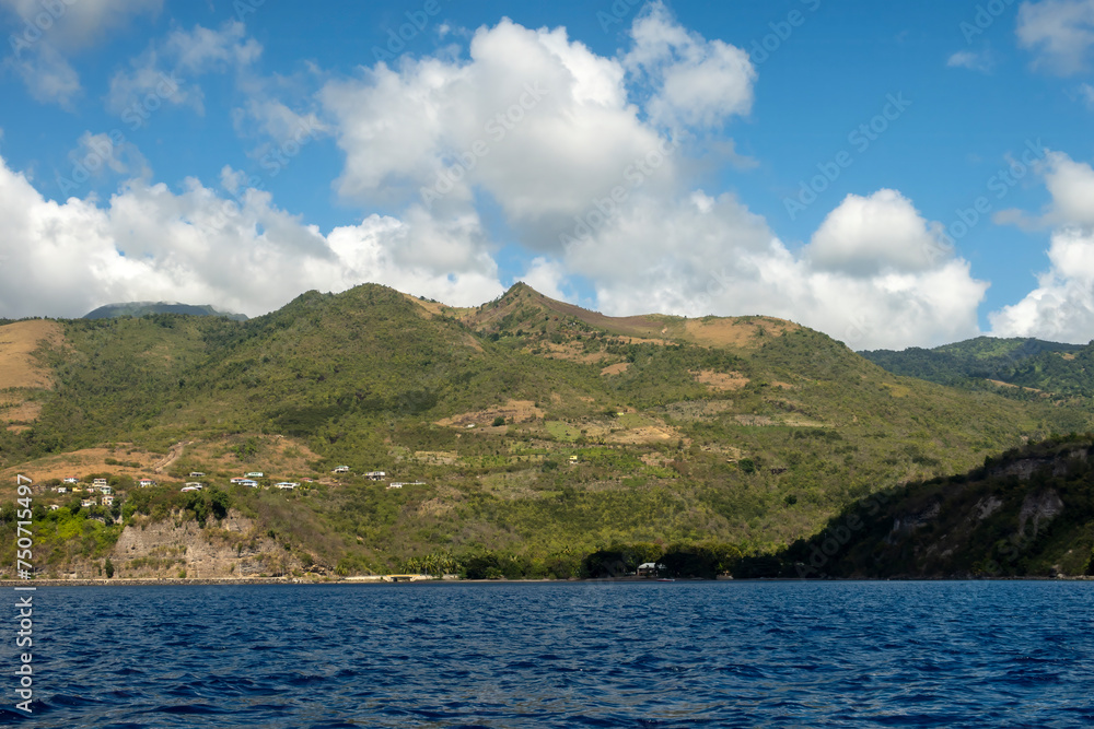 The remote coastline of the Caribbean island of Dominica
