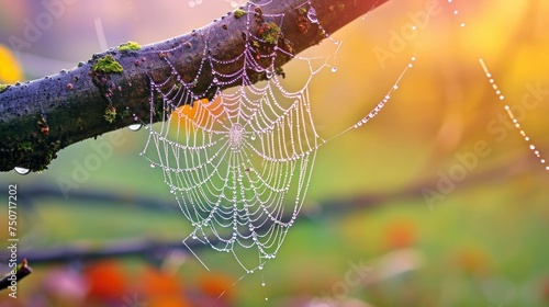 spiders are in webs, making nests in tree branches