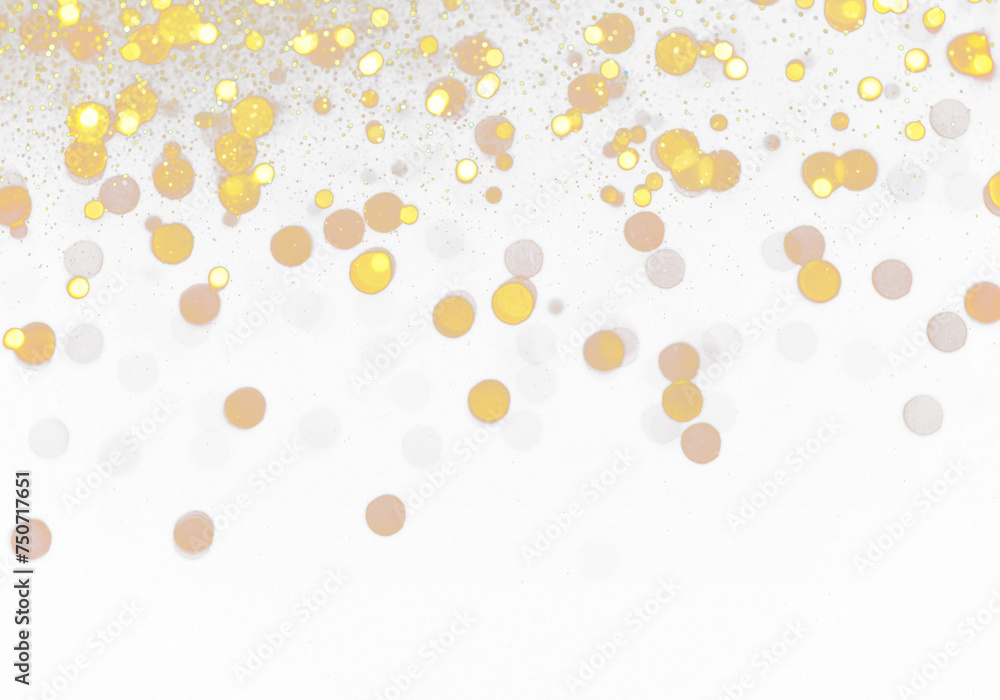 Gold sparkling sequins on a Transparent  isolated background. Golden Bokeh Light Effect Transparent Background Overly 