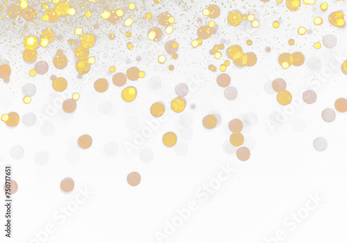 Gold sparkling sequins on a Transparent  isolated background. Golden Bokeh Light Effect Transparent Background Overly 