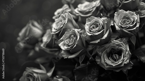 Noir elegance captured in monochrome roses clustered in a timeless bouquet