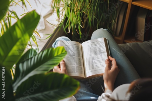 a person reading in a tranquil space