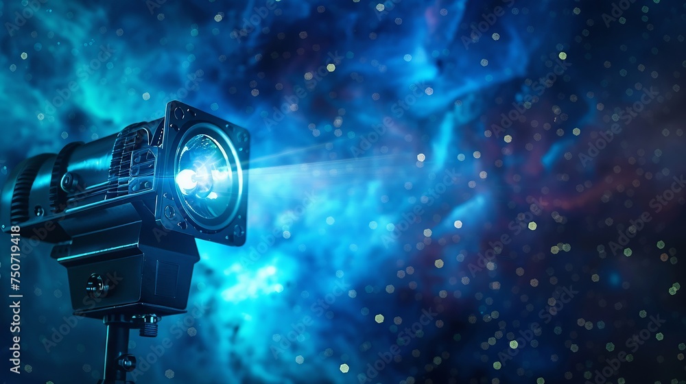 Projector beams starlight stories onto a silent screen Projector beams starlight stories onto a silent screen