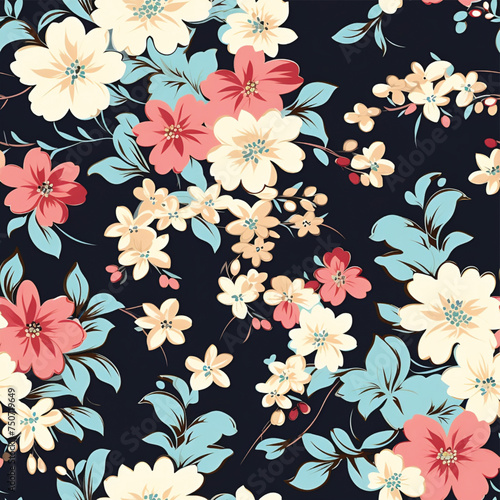 Beautiful floral pattern vintage design colorful unique cute flower 