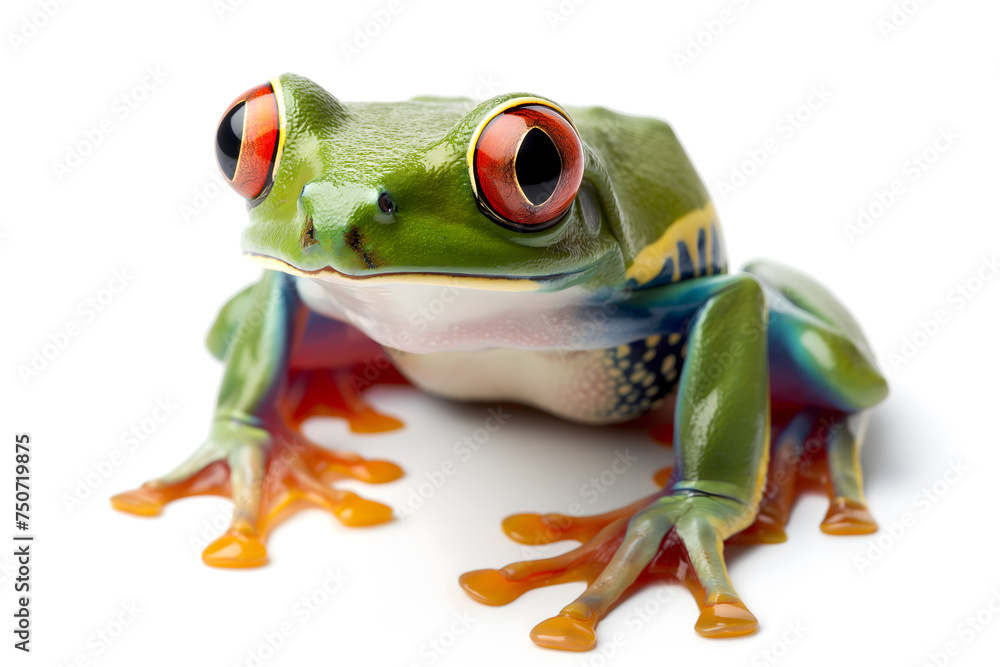 Fototapeta premium Striking Portrait of a Red-Eyed Tree Frog Displaying Vibrant Colors